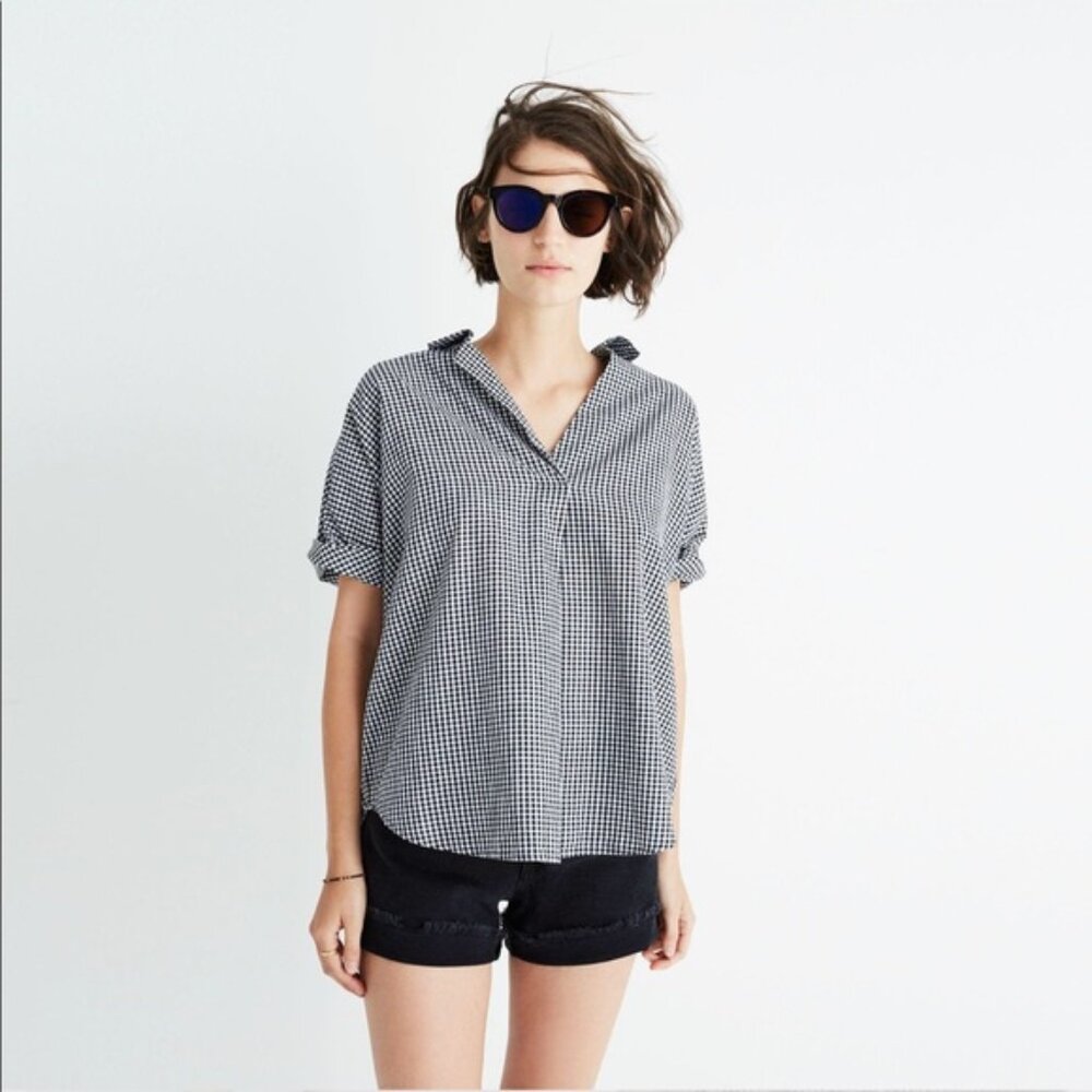 Madewell Courier Button Back Blouse Gingham